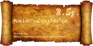 Makláry Szilárd névjegykártya